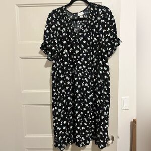 Ava & Viv Black Floral Midi Dress